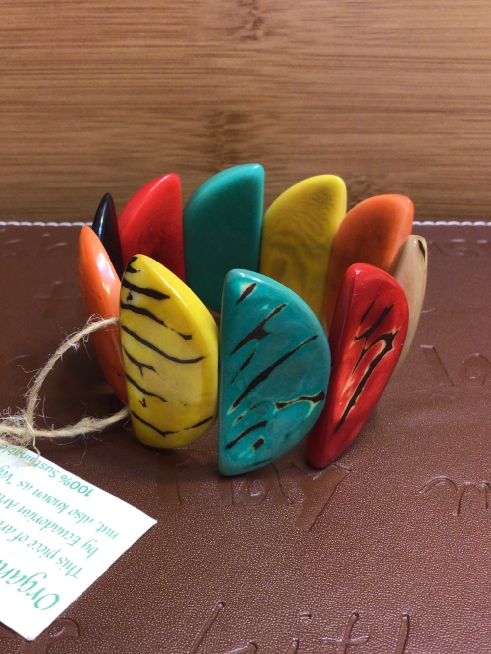 Chunky Handmade Multicolour Tagua Nut Bracelet, Fair Trade